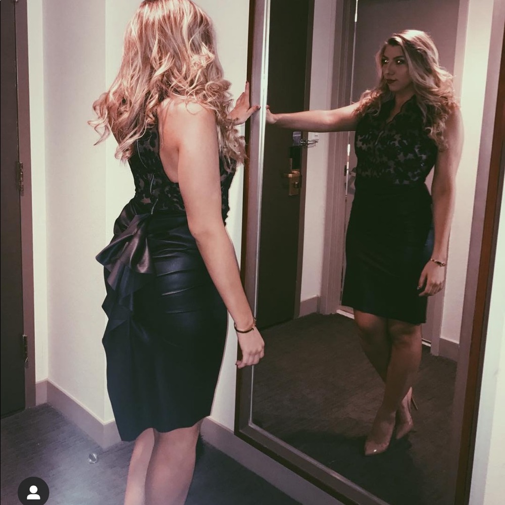 Black lace and leather Nicole bakti dress